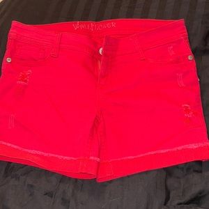 Wallflower bright pink-red denim shorts. Size 13. Like new.